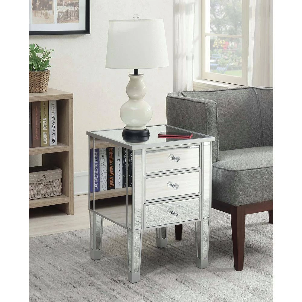 Gold Coast Mirrored 3-Drawer End Table by Convenience Concepts 12 Gold Coast Mirrored 3-Drawer End Table by Convenience Concepts - Image 10
