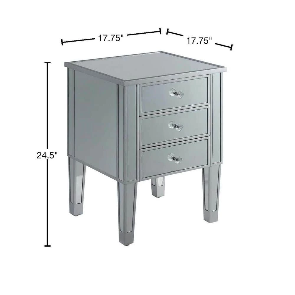 Gold Coast Mirrored 3-Drawer End Table by Convenience Concepts 5 Gold Coast Mirrored 3-Drawer End Table by Convenience Concepts - Image 3
