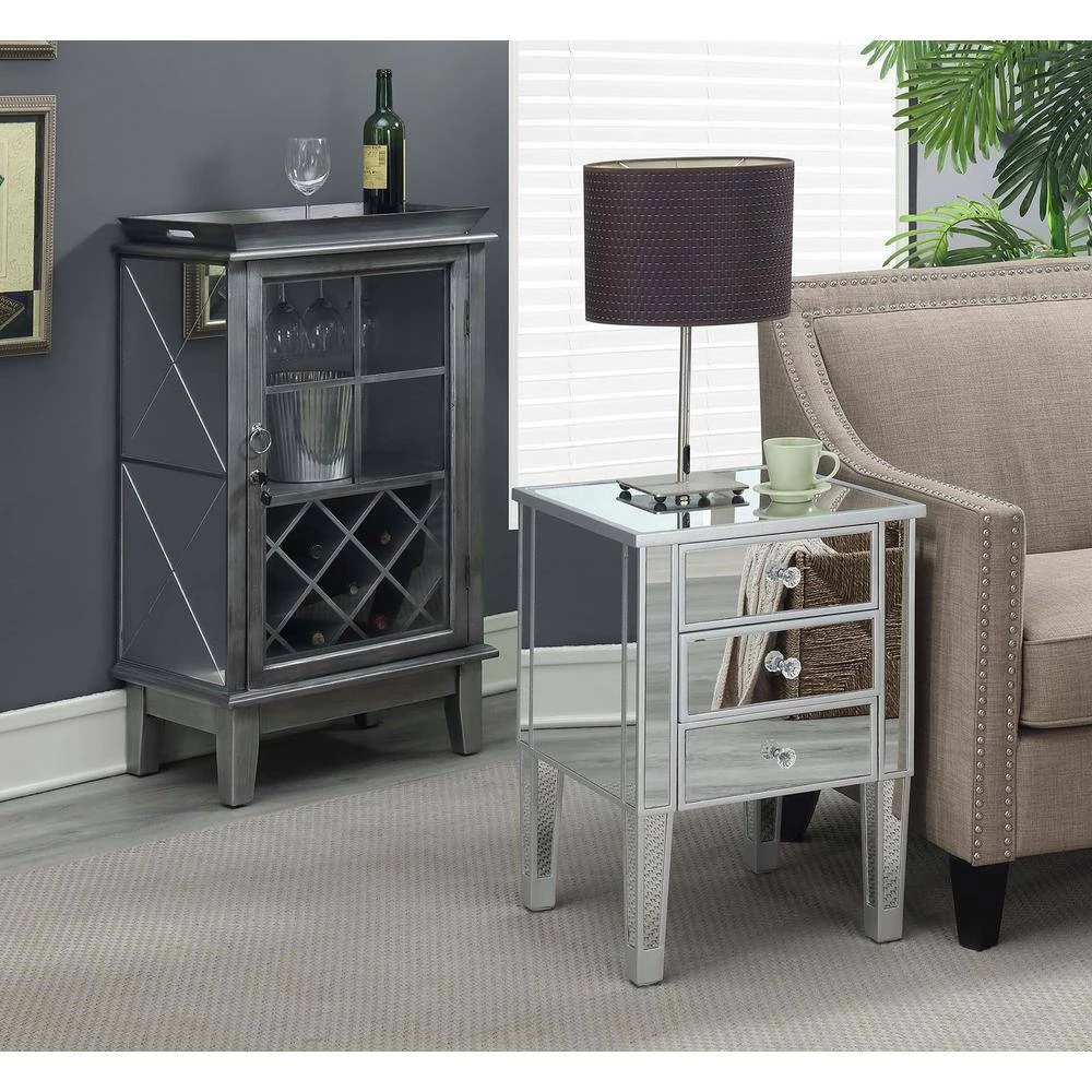 Gold Coast Mirrored 3-Drawer End Table by Convenience Concepts 10 Gold Coast Mirrored 3-Drawer End Table by Convenience Concepts - Image 8