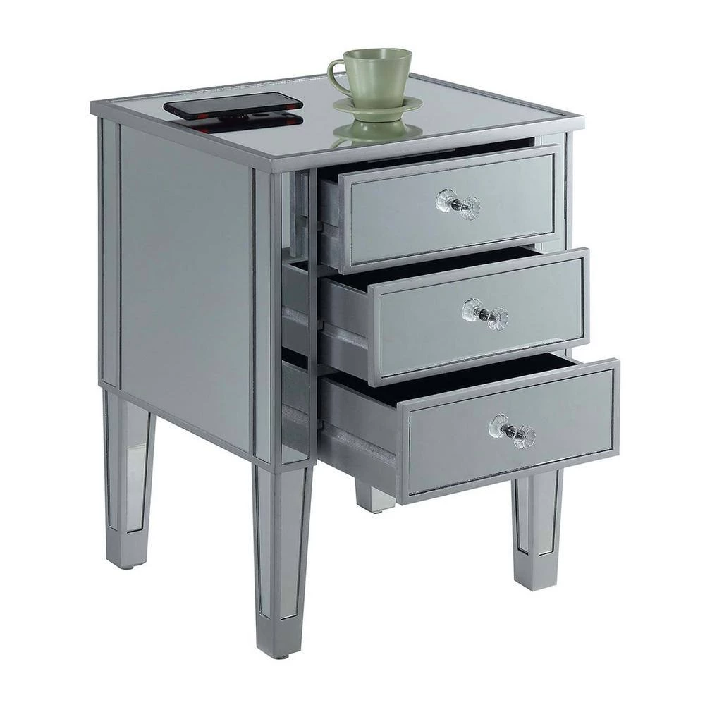 Gold Coast Mirrored 3-Drawer End Table by Convenience Concepts 8 Gold Coast Mirrored 3-Drawer End Table by Convenience Concepts - Image 6