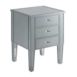 Gold Coast Mirrored 3-Drawer End Table by Convenience Concepts