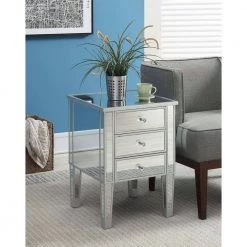 Gold Coast Mirrored 3-Drawer End Table by Convenience Concepts 20 Gold Coast Mirrored 3-Drawer End Table by Convenience Concepts -Cheap Convenience Concepts Store mirror silver convenience concepts end side tables u12 196 fa 1000