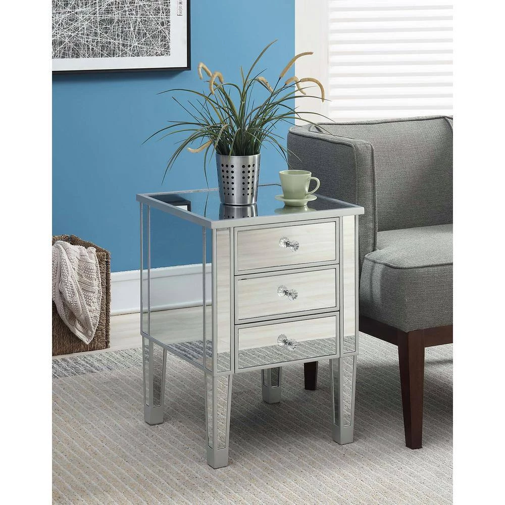 Gold Coast Mirrored 3-Drawer End Table by Convenience Concepts 11 Gold Coast Mirrored 3-Drawer End Table by Convenience Concepts - Image 9