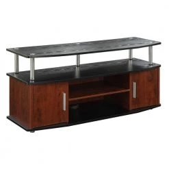 47 in. Black and Cherry Wood Particle Board TV Stand 46 in. with Doors by Convenience Concepts