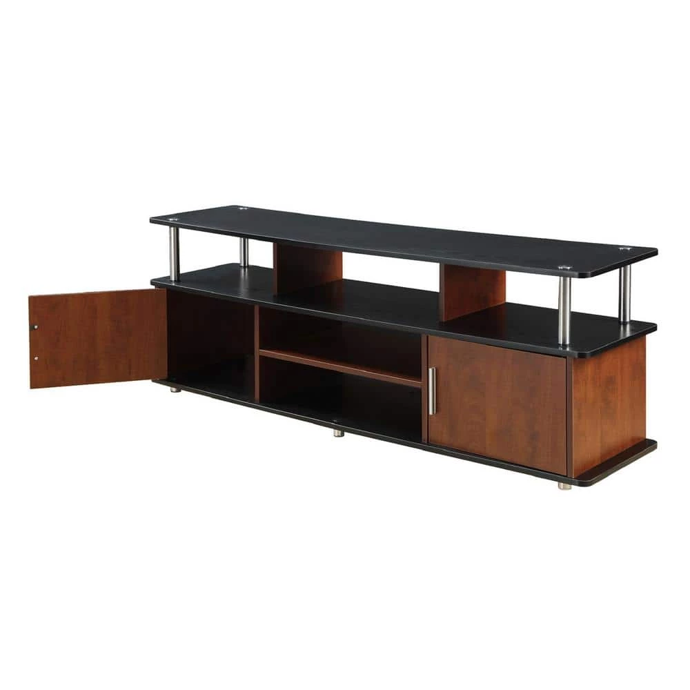 59 in. Black and Cherry Wood Particle Board TV Stand 60 in. with Doors by Convenience Concepts 3 59 in. Black and Cherry Wood Particle Board TV Stand 60 in. with Doors by Convenience Concepts