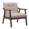 Take a Seat Natalie Sandy Beige Fabric Upholstery / Espresso Wood Frame Accent Chair by Convenience Concepts