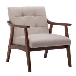 Take a Seat Natalie Sandy Beige Fabric Upholstery / Espresso Wood Frame Accent Chair by Convenience Concepts