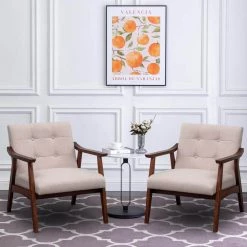 Take a Seat Natalie Sandy Beige Fabric Upholstery / Espresso Wood Frame Accent Chair by Convenience Concepts -Cheap Convenience Concepts Store sandy beige fabric espresso convenience concepts accent chairs t1 137 d4 1000