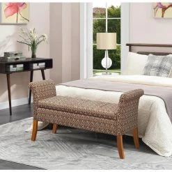Designs4Comfort Garbo Savanna Leopard Print Fabric Bench with Storage 25.25 in. H x 51.25 in. W x 17 in. D by Convenience Concepts -Cheap Convenience Concepts Store savanna leopard print fabric convenience concepts bedroom benches r8 185 31 1000