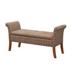 Designs4Comfort Garbo Savanna Leopard Print Fabric Bench with Storage 25.25 in. H x 51.25 in. W x 17 in. D by Convenience Concepts