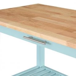 Designs2Go Sea Foam Blue Stationary Kitchen Island with Drawer and Butcher Block by Convenience Concepts -Cheap Convenience Concepts Store sea foam blue convenience concepts bar carts v2 259 a0 1000
