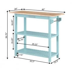 Designs2Go Sea Foam Blue Stationary Kitchen Island with Drawer and Butcher Block by Convenience Concepts -Cheap Convenience Concepts Store sea foam blue convenience concepts bar carts v2 259 c3 1000