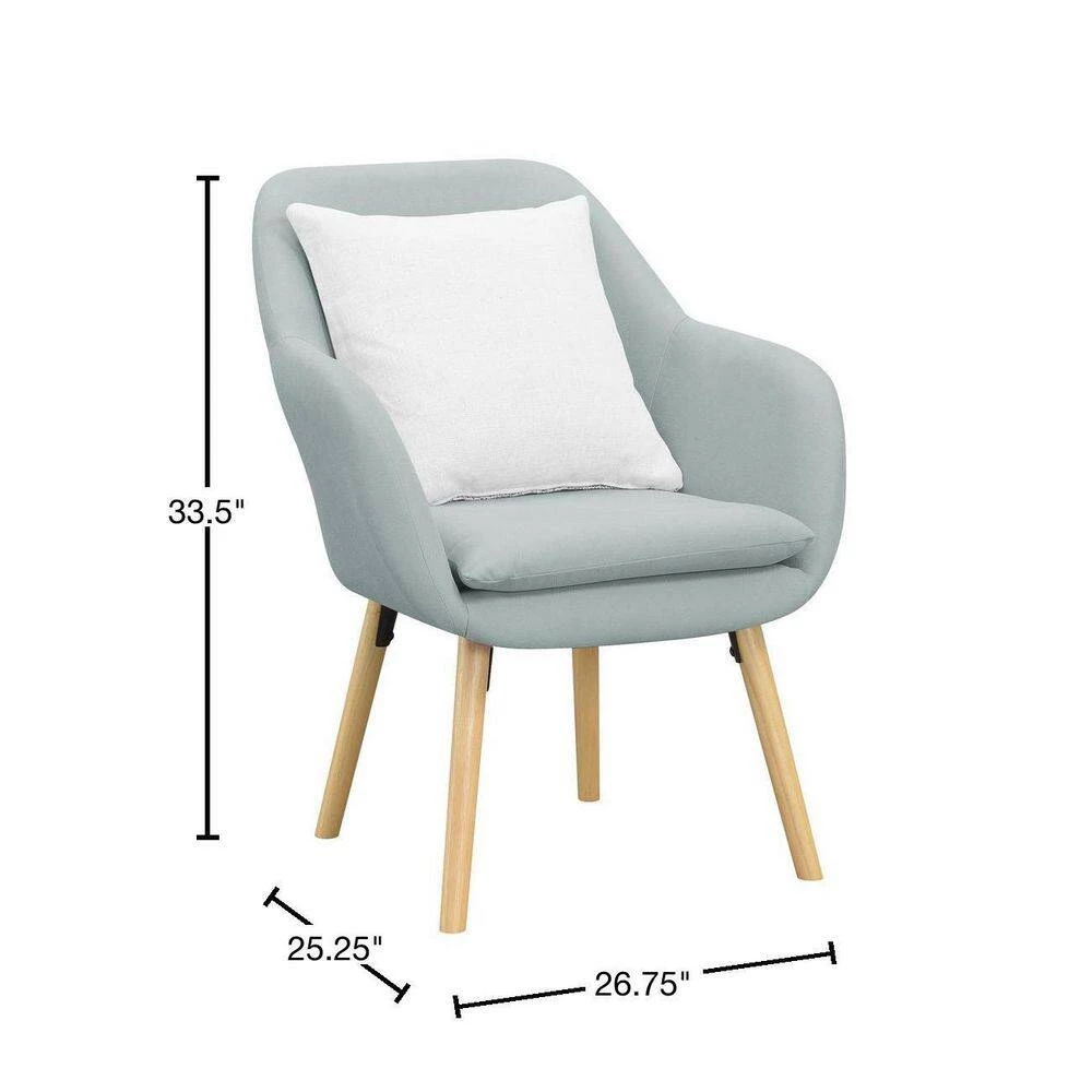 Charlotte Sea Foam Blue Fabric Upholstery Arm Chair by Convenience Concepts 5 Charlotte Sea Foam Blue Fabric Upholstery Arm Chair by Convenience Concepts - Image 3