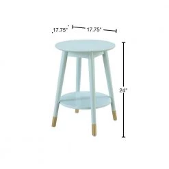 Wilson Mid Century Sea Foam Round with Bottom Shelf End Table by Convenience Concepts -Cheap Convenience Concepts Store sea foam convenience concepts end side tables r6 258 40 1000