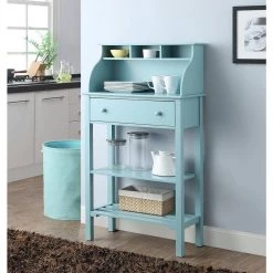 Designs2Go 27.5 in. Rectangle Sea Foam MDF 1 Drawer Writing Desk with Shelf Storage by Convenience Concepts -Cheap Convenience Concepts Store sea foam non lead paint convenience concepts writing desks s20 253 31 1000