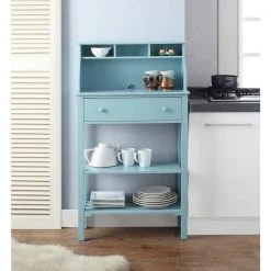 Designs2Go 27.5 in. Rectangle Sea Foam MDF 1 Drawer Writing Desk with Shelf Storage by Convenience Concepts -Cheap Convenience Concepts Store sea foam non lead paint convenience concepts writing desks s20 253 4f 1000