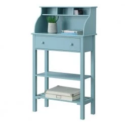 Designs2Go 27.5 in. Rectangle Sea Foam MDF 1 Drawer Writing Desk with Shelf Storage by Convenience Concepts -Cheap Convenience Concepts Store sea foam non lead paint convenience concepts writing desks s20 253 c3 1000
