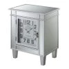 Gold Coast 19 in. Silver Standard Height Rectangular Mirror Top end Table with Clock and Cabinet by Convenience Concepts 2 Gold Coast 19 in. Silver Standard Height Rectangular Mirror Top end Table with Clock and Cabinet by Convenience Concepts -Cheap Convenience Concepts Store silver convenience concepts end side tables u12 224 64 1000