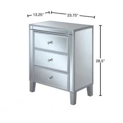 Gold Coast 23.75 in. W x 28.5 in. H Silver and Mirror Rectangle Glass Top End Table with 3-Drawers by Convenience Concepts -Cheap Convenience Concepts Store silver mirror convenience concepts end side tables u12 165 40 1000