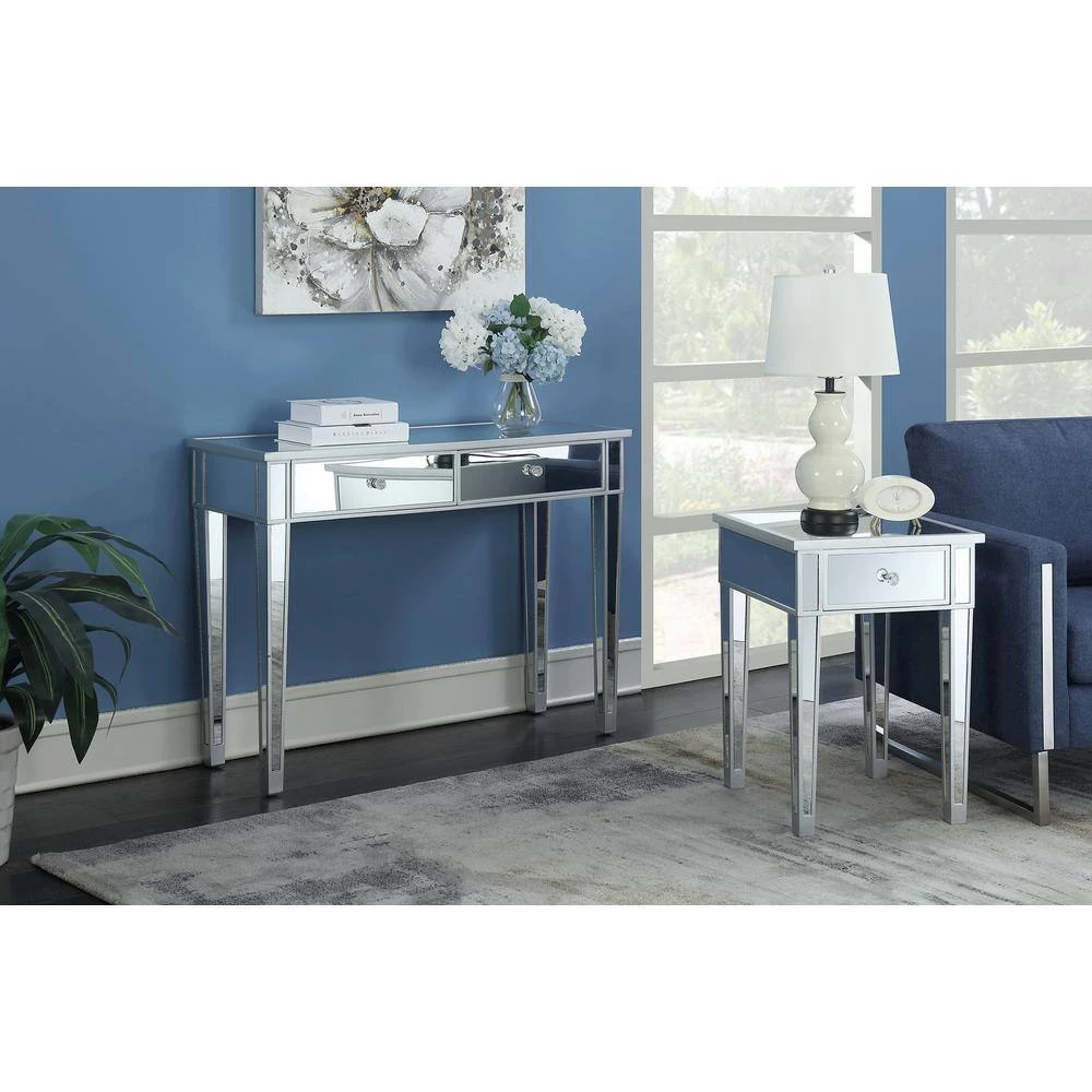 Gold Coast Silver Mirrored End Table by Convenience Concepts 7 Gold Coast Silver Mirrored End Table by Convenience Concepts - Image 5