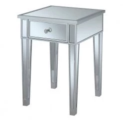 Gold Coast Silver Mirrored End Table by Convenience Concepts