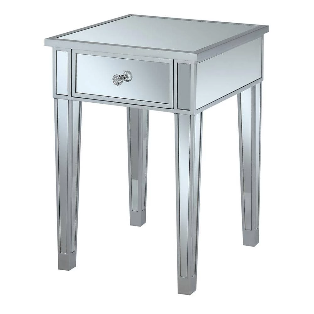 Gold Coast Silver Mirrored End Table by Convenience Concepts 3 Gold Coast Silver Mirrored End Table by Convenience Concepts