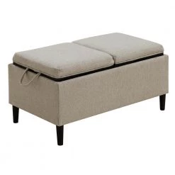 Designs4Comfort Soft Beige Fabric Storage Ottoman with Reversible Trays by Convenience Concepts