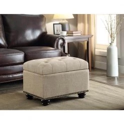 Designs4Comfort 5th Avenue Tan Fabric Storage Ottoman by Convenience Concepts -Cheap Convenience Concepts Store tan fabric convenience concepts ottomans r9 113 31 1000