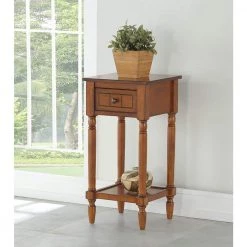 French Country Walnut Khloe Accent Table by Convenience Concepts -Cheap Convenience Concepts Store walnut convenience concepts end side tables r3 0201 1f 1000