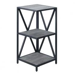 Tuscon 13 in. W Weathered Gray/Black 3 Tier Corner Bookcase by Convenience Concepts