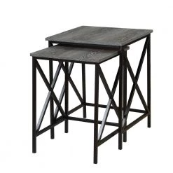 Tucson Weathered Gray and Black Nesting End Tables by Convenience Concepts