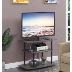 Designs2G0 31.5 in. Weathered Gray / Black TV Stand Fits up to 32 in. TV with 3-Tiers by Convenience Concepts -Cheap Convenience Concepts Store weathered gray black convenience concepts tv stands r5 271 31 1000
