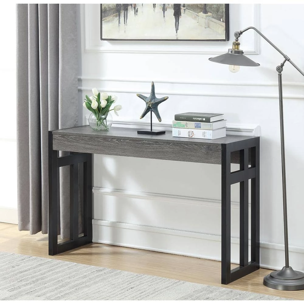 Monterey 50 in. Weathered Gray/Black Standard Rectangle Wood Console Table by Convenience Concepts 6 Monterey 50 in. Weathered Gray/Black Standard Rectangle Wood Console Table by Convenience Concepts - Image 4