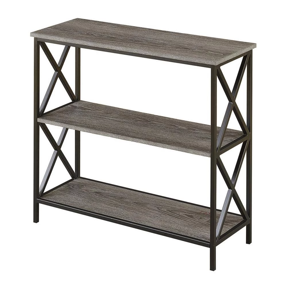 Tucson 29.25 in. Weathered Gray MDF 3-Shelf Accent Bookcase with Metal Frame by Convenience Concepts 3 Tucson 29.25 in. Weathered Gray MDF 3-Shelf Accent Bookcase with Metal Frame by Convenience Concepts