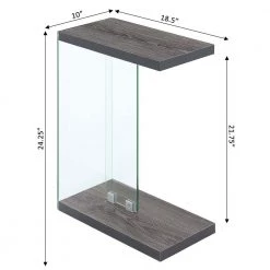 SoHo 10 in. Weathered Gray 24 in. C-Shape Particle Board End Table with Tempered Glass by Convenience Concepts -Cheap Convenience Concepts Store weathered gray convenience concepts c tables r4 0380 c3 1000