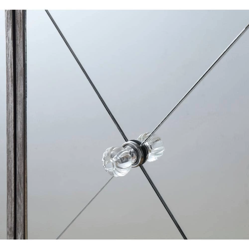 Gold Coast Vineyard 28 in. Weathered Gray Standard Rectangular Mirror Top Console Hall Table with 2-Drawers and Cabinet by Convenience Concepts 8 Gold Coast Vineyard 28 in. Weathered Gray Standard Rectangular Mirror Top Console Hall Table with 2-Drawers and Cabinet by Convenience Concepts - Image 6