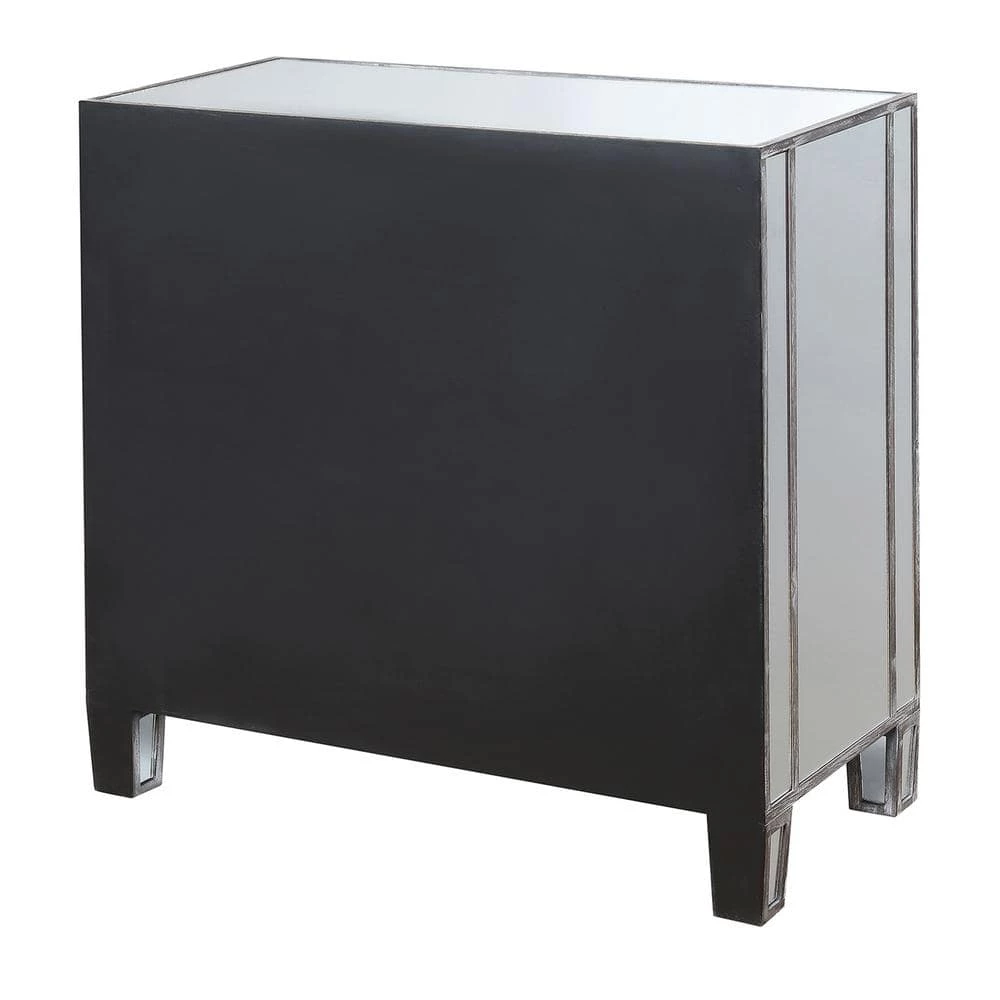 Gold Coast Vineyard 28 in. Weathered Gray Standard Rectangular Mirror Top Console Hall Table with 2-Drawers and Cabinet by Convenience Concepts 5 Gold Coast Vineyard 28 in. Weathered Gray Standard Rectangular Mirror Top Console Hall Table with 2-Drawers and Cabinet by Convenience Concepts - Image 3