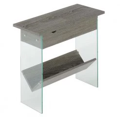 Soho 23.75 in. H Weathered Gray Electric Flip Top End Table by Convenience Concepts