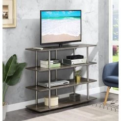 Designs2Go 47.25 in. Weathered Gray XL Highboy TV Stand fits TVs up to 50 in. with 4-Shelves by Convenience Concepts -Cheap Convenience Concepts Store weathered gray convenience concepts tv stands r4 0576 31 1000