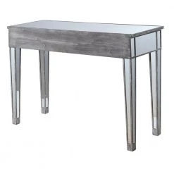 Gold Coast 42 in. Rectangle Weathered Gray MDF 2 Drawer Writing Desk with Mirrored Inlay by Convenience Concepts -Cheap Convenience Concepts Store weathered gray convenience concepts writing desks u12 178 66 1000