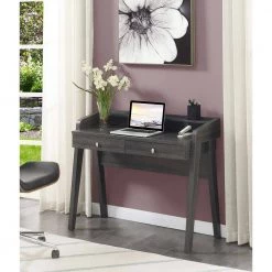 Newport 42 in. Rectangular Weathered Gray MDF 2 Drawer Writing Desk with Shelf by Convenience Concepts -Cheap Convenience Concepts Store weathered gray convenience concepts writing desks u14 241 31 1000