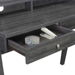 Newport 42 in. Rectangular Weathered Gray MDF 2 Drawer Writing Desk with Shelf by Convenience Concepts -Cheap Convenience Concepts Store weathered gray convenience concepts writing desks u14 241 4f 1000