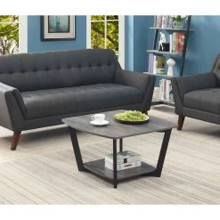 Graystone 32 in. Weathered Gray/Black Medium Square Wood Coffee Table with Shelf by Convenience Concepts -Cheap Convenience Concepts Store weathered gray melamine black convenience concepts coffee tables r4 0447 1f 1000