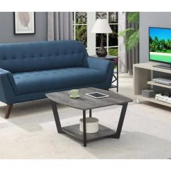 Graystone 32 in. Weathered Gray/Black Medium Square Wood Coffee Table with Shelf by Convenience Concepts -Cheap Convenience Concepts Store weathered gray melamine black convenience concepts coffee tables r4 0447 4f 1000