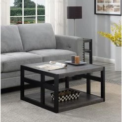 Monterey 32 in. Weathered Gray Melamine/Black Medium Square Wood Coffee Table with Shelf by Convenience Concepts -Cheap Convenience Concepts Store weathered gray melamine black convenience concepts coffee tables r4 0454 1f 1000