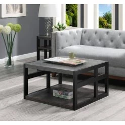 Monterey 32 in. Weathered Gray Melamine/Black Medium Square Wood Coffee Table with Shelf by Convenience Concepts -Cheap Convenience Concepts Store weathered gray melamine black convenience concepts coffee tables r4 0454 4f 1000