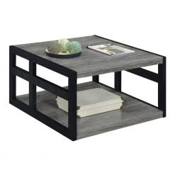 Monterey 32 in. Weathered Gray Melamine/Black Medium Square Wood Coffee Table with Shelf by Convenience Concepts -Cheap Convenience Concepts Store weathered gray melamine black convenience concepts coffee tables r4 0454 c3 1000