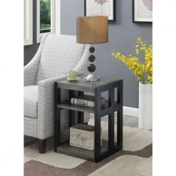 Monterey Weathered 24 in. H Gray and Black 3-Tier End Table by Convenience Concepts -Cheap Convenience Concepts Store weathered gray melamine black convenience concepts end side tables r4 0453 1f 1000
