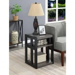 Monterey Weathered 24 in. H Gray and Black 3-Tier End Table by Convenience Concepts -Cheap Convenience Concepts Store weathered gray melamine black convenience concepts end side tables r4 0453 31 1000