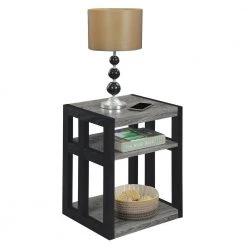 Monterey Weathered 24 in. H Gray and Black 3-Tier End Table by Convenience Concepts -Cheap Convenience Concepts Store weathered gray melamine black convenience concepts end side tables r4 0453 c3 1000